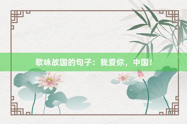 歌咏故国的句子：我爱你，中国！